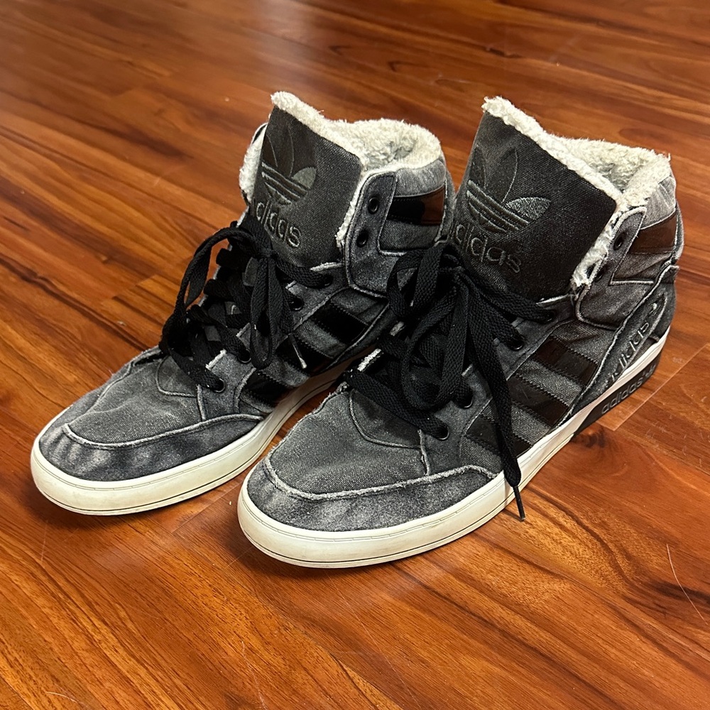 adidas Black and Gray High-Top Sneakers